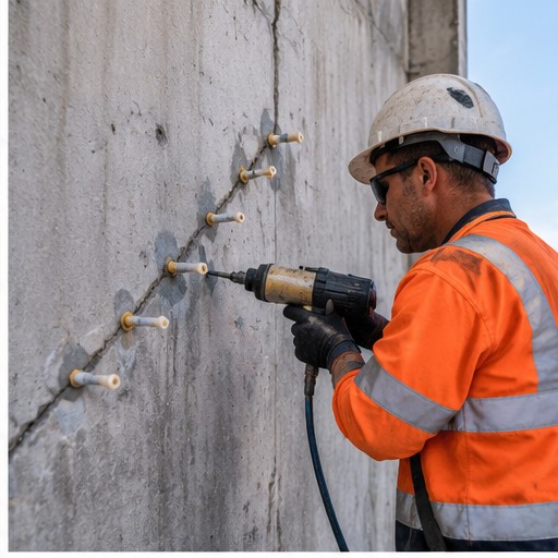 Concrete crack injection